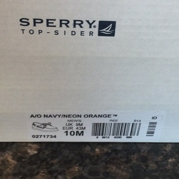 Sperry Black and Orange Boat Shoes with Moccasin Toe - Picture 2 of 2